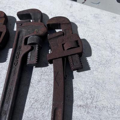 (3) 18" Pipe Wrenches, All have the surface Rust