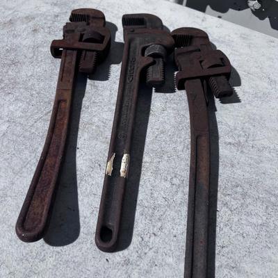 (3) 18" Pipe Wrenches, All have the surface Rust