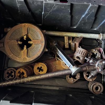Tub of Antique Pipe Threading Tools