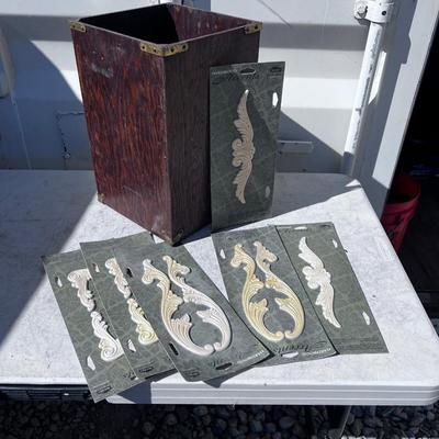 Old wood Garbage Can and some Appliques 