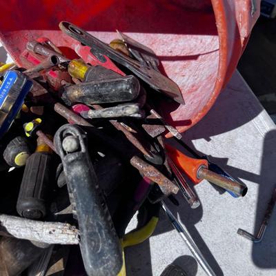 Orange Bucket of Tools; Parts and Pieces