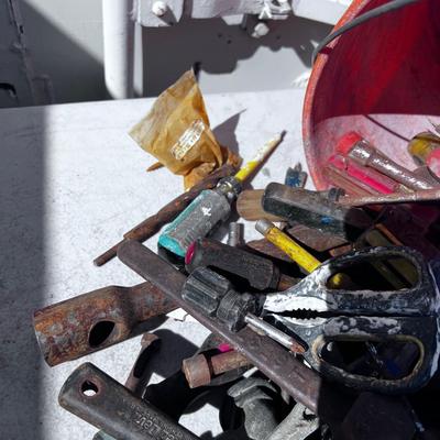 Orange Bucket of Tools; Parts and Pieces