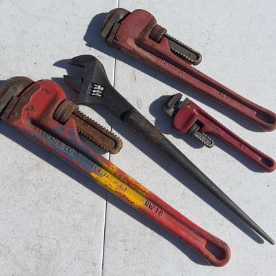 3 Pipe and 1 Spud Wrenches 