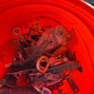 Hardware Bucket; Hinges, Latches, Eye Hooks and Chain etc.