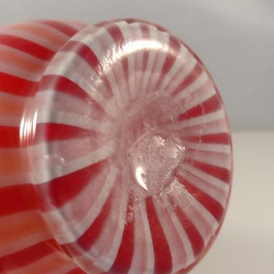Striped Art Glass Vase with Ruffled Top (#7)