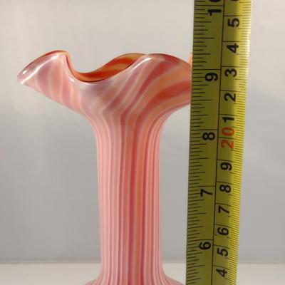 Striped Art Glass Vase with Ruffled Top (#7)