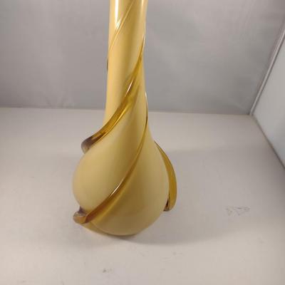 Large, Turned Design Art Glass Vase- Approx 18" Tall- Possibly Murano (#8)