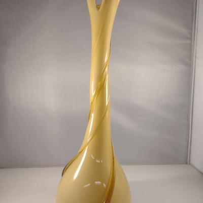 Large, Turned Design Art Glass Vase- Approx 18" Tall- Possibly Murano (#8)
