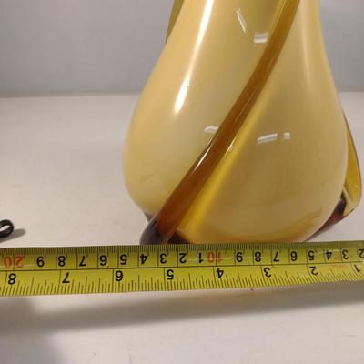 Large, Turned Design Art Glass Vase- Approx 18" Tall- Possibly Murano (#9)