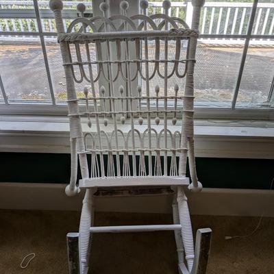 Antique White Wooden Rocking Chair