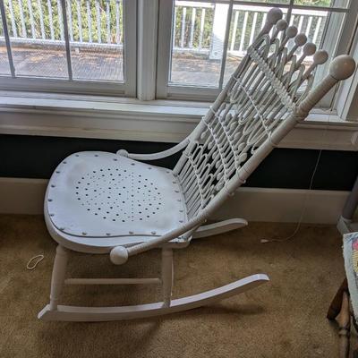 Antique White Wooden Rocking Chair