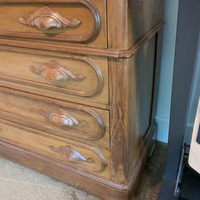 Antique Oak and Marble Dresser with Mirror