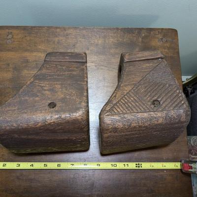 Pair of Antique Carved Wood Stirrups