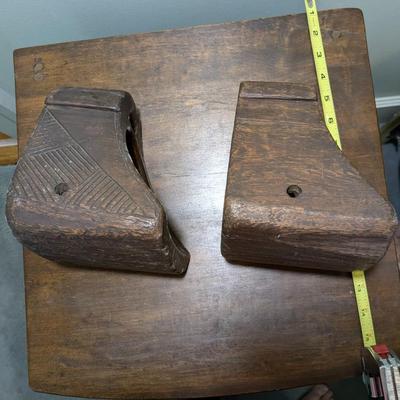 Pair of Antique Carved Wood Stirrups