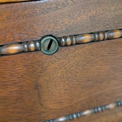 Antique Walnut Dresser with Mirror, Glass Top