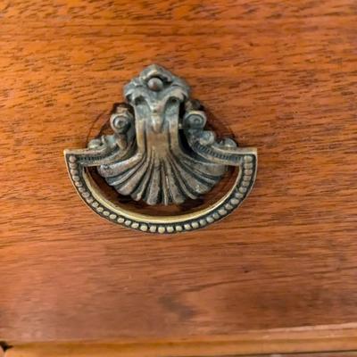 Antique Walnut Dresser with Mirror, Glass Top