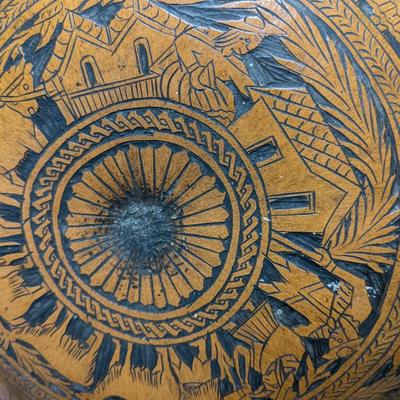 Vintage Peruvian Hand Carved Gourd Bowl