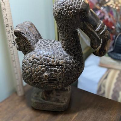 Hand Carved Wooden Dodo Bird with Side Compartment