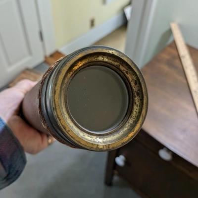 Antique 3 Draw Brass & Fabric Telescope