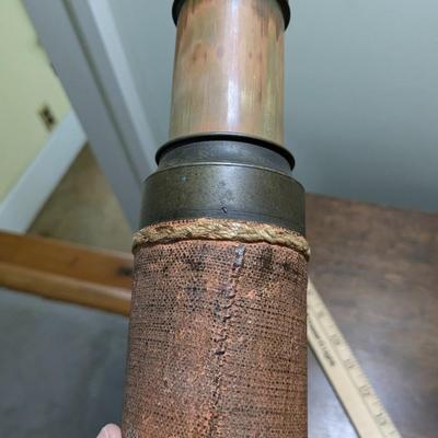 Antique 3 Draw Brass & Fabric Telescope