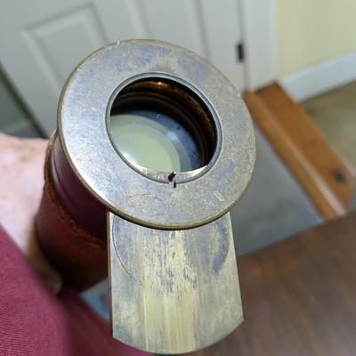 Antique 3 Draw Brass & Fabric Telescope
