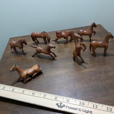 Collection of 7 Hand Carved Horses