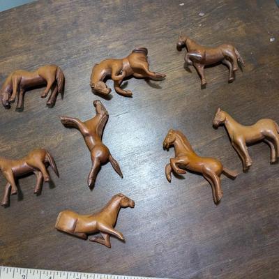 Collection of 7 Hand Carved Horses