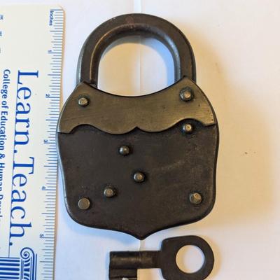 Antique Iron & Brass Padlock with Lock Door