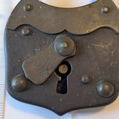 Antique Iron & Brass Padlock with Lock Door