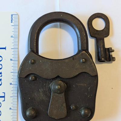 Antique Iron & Brass Padlock with Lock Door