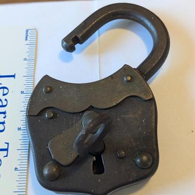 Antique Iron & Brass Padlock with Lock Door