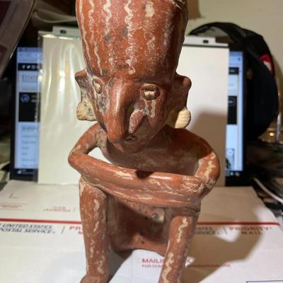 Pre-Columbian Era Central American Mexican/Mayan Terracotta Figure Statue 10.25" Tall x 6" Wide w/Major Repairs as Pic'd....