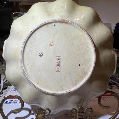 Vintage Asian 10.25" Diameter Heavy Satsuma Style Earthenware/Porcelain Plate in Good Preowned Condition. (Some Small Beads are...