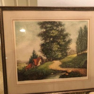 Scarce Genuine Large Etching/Engraving by R. Barnaix Signed in Pencil from an Estate. (Frame Size 27" x 31").