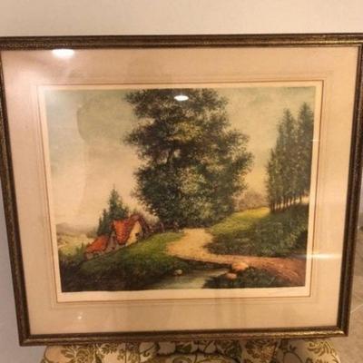 Scarce Genuine Large Etching/Engraving by R. Barnaix Signed in Pencil from an Estate. (Frame Size 27" x 31").