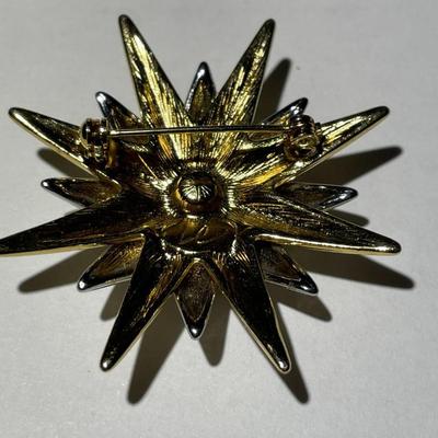 Vintage LIZ CLAIBORNE Moon Onyx & Metallic Finished Fashion Pin/Brooch in New Never Worn Condition.