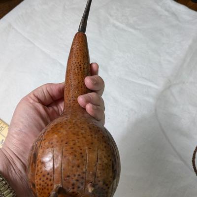 African Gourd and Horn Vessel, Gourd Bird