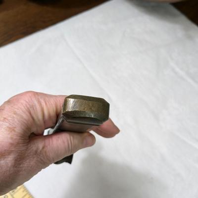 Antique Traveler Brass Quill Holder & Ink Well