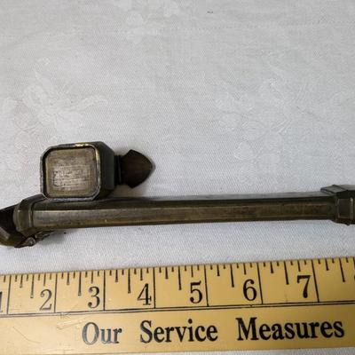 Antique Traveler Brass Quill Holder & Ink Well