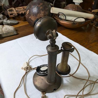 Vintage 1962 Candlestick Rotary Brass Phone