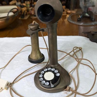 Vintage 1962 Candlestick Rotary Brass Phone