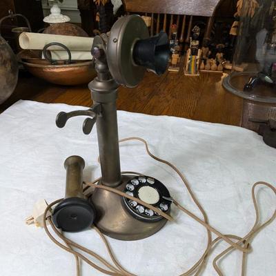 Vintage 1962 Candlestick Rotary Brass Phone