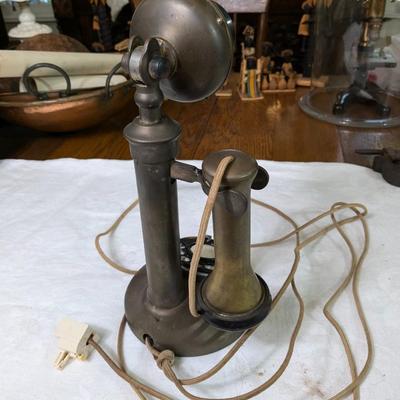 Vintage 1962 Candlestick Rotary Brass Phone