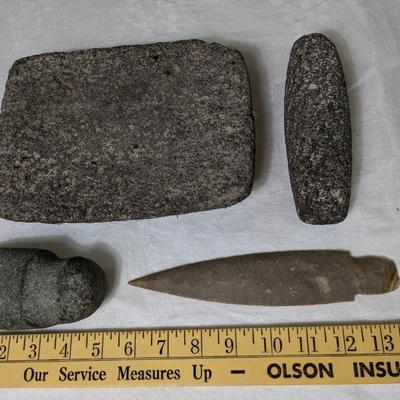 Primitive Mortar and Pestle, Ground Stone, Arrowhead