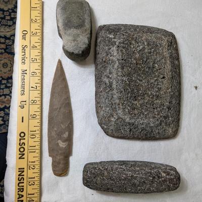 Primitive Mortar and Pestle, Ground Stone, Arrowhead