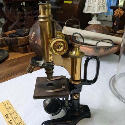 Rare Vintage E. Leitz Wetzlar Microscope with Handle and Quality Grade Glass Dome