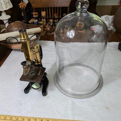 Rare Vintage E. Leitz Wetzlar Microscope with Handle and Quality Grade Glass Dome