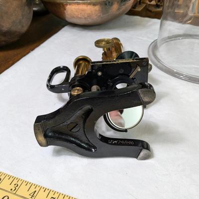 Rare Vintage E. Leitz Wetzlar Microscope with Handle and Quality Grade Glass Dome