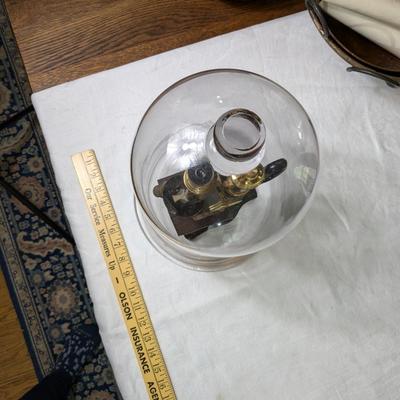Rare Vintage E. Leitz Wetzlar Microscope with Handle and Quality Grade Glass Dome