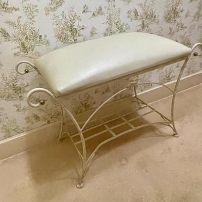 VIntage Gold Metal Wire Vanity Stool, Chair, Seat, Bench, Hollywood Glam